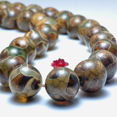 Tibetan Agate Dzi turtleback agate smooth round beads wholesale gemstone jewelry bracelet necklace diy