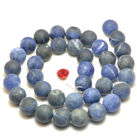 YesBeads Natural Blue Sodalite matte round loose beads gemstone wholesale jewelry 4mm-12mm 15"