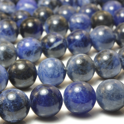 Natural Blue Sodalite smooth round loose beads gemstone wholesale jewelry making bracelet necklace diy