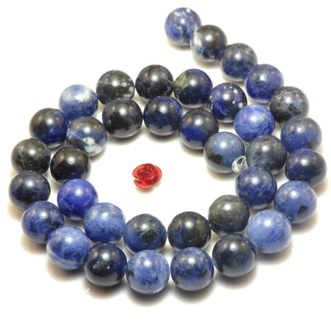 Natural Blue Sodalite smooth round loose beads gemstone wholesale jewelry making bracelet necklace diy