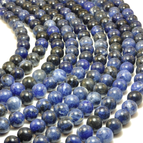 Natural Blue Sodalite smooth round loose beads gemstone wholesale jewelry making bracelet necklace diy