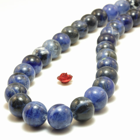 Natural Blue Sodalite smooth round loose beads gemstone wholesale jewelry making bracelet necklace diy