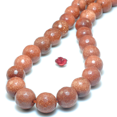 YesBeads Gold sandstone goldstone faceted round beads wholesale gemstone jewelry 8mm-12mm 15"