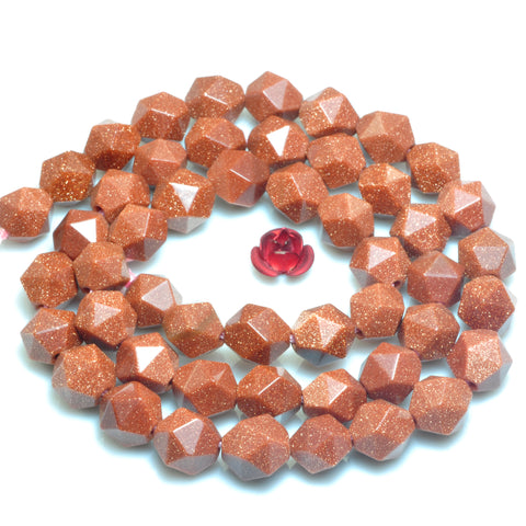 YesBeads Gold Sandstone goldstone star cut faceted nugget beads wholesale gemstone 15"