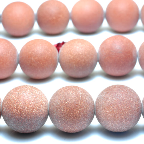 YesBeads Gold Sandstone Goldstone matte round beads gemstone wholesale jewelry 8mm-12mm 15"