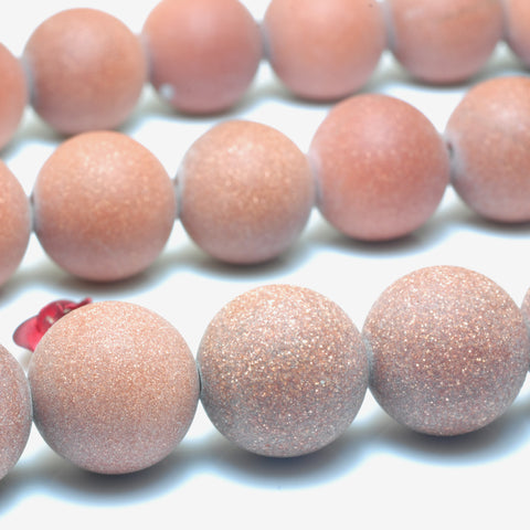 YesBeads Gold Sandstone Goldstone matte round beads gemstone wholesale jewelry 8mm-12mm 15"
