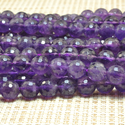 YesBeads Natural Amethyst A grade faceted round beads wholesale gemstone jewelry 4mm-10mm