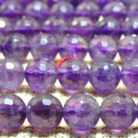 YesBeads Natural Amethyst A grade faceted round beads wholesale gemstone jewelry 4mm-10mm