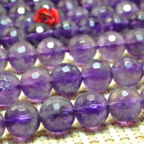 YesBeads Natural Amethyst A grade faceted round beads wholesale gemstone jewelry 4mm-10mm