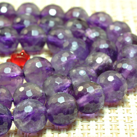 YesBeads Natural Amethyst A grade faceted round beads wholesale gemstone jewelry 4mm-10mm