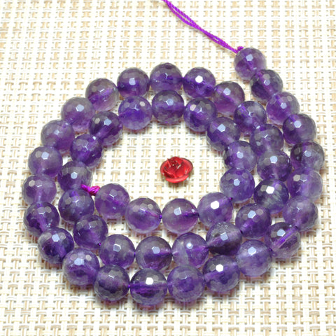 YesBeads Natural Amethyst A grade faceted round beads wholesale gemstone jewelry 4mm-10mm