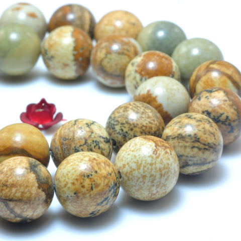 YesBeads Natural Picture Jasper smooth round beads wholesale gemstone jewelry 4mm-12mm 15"
