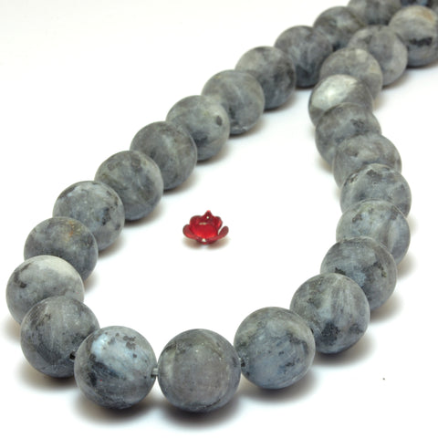 YesBeads Natural Black Labradorite matte round beads Larvikite stone wholesale gemstone jewelry 15"