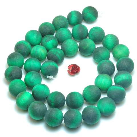 YesBeads Green Tiger Eye matte round beads wholesale gemstone jewelry making 15"