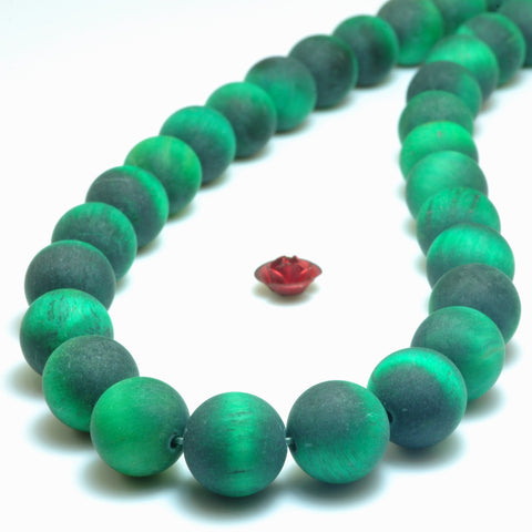 YesBeads Green Tiger Eye matte round beads wholesale gemstone jewelry making 15"