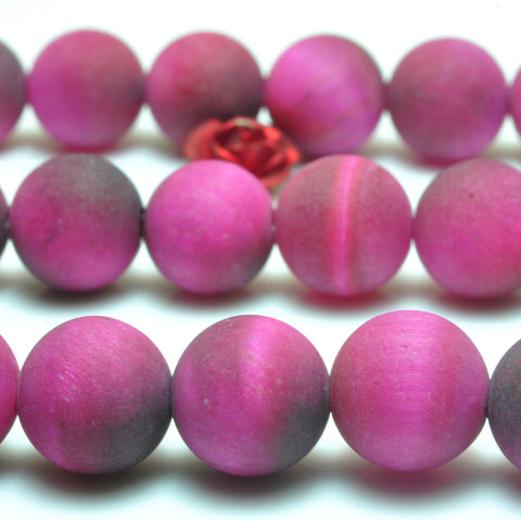 YesBeads Rose Red Tiger Eye matte round beads wholesale gemstone jewlery making 15"