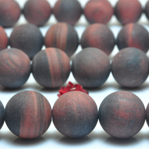 YesBeads Red Tiger Eye matte round beads wholesale gemstone jewelry making 15"