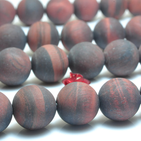 YesBeads Red Tiger Eye matte round beads wholesale gemstone jewelry making 15"