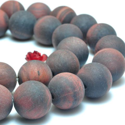 YesBeads Red Tiger Eye matte round beads wholesale gemstone jewelry making 15"