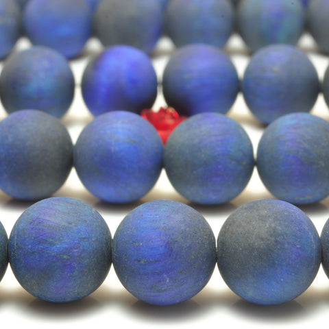 YesBeads Blue Tiger Eye matte round beads wholesale gemstone jewelry making 8mm-12mm 15"