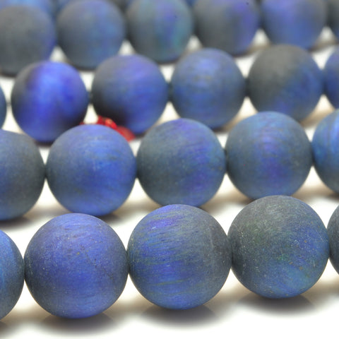 YesBeads Blue Tiger Eye matte round beads wholesale gemstone jewelry making 8mm-12mm 15"