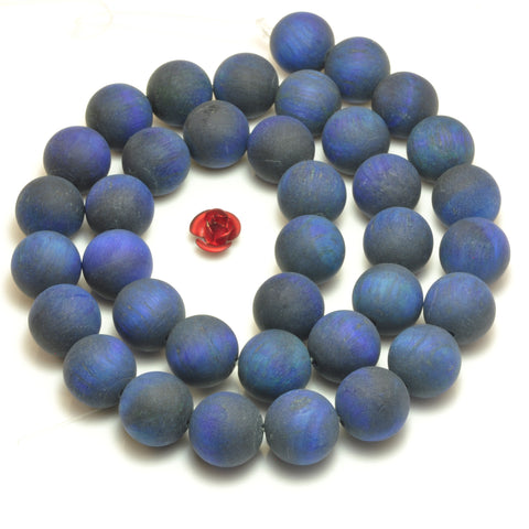 YesBeads Blue Tiger Eye matte round beads wholesale gemstone jewelry making 8mm-12mm 15"