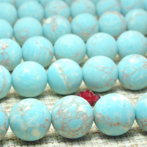 YesBeads Blue Turquoise Synthetic matte round beads wholesale gemstone jewelry 4mm-12mm 15"