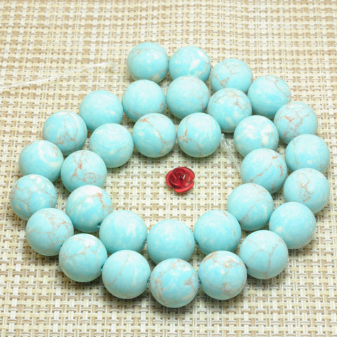 YesBeads Blue Turquoise Synthetic matte round beads wholesale gemstone jewelry 4mm-12mm 15"