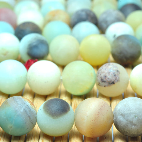 YesBeads Natural Amazonite matte round beads wholesale gemstone jewelry 4mm-12mm 15"