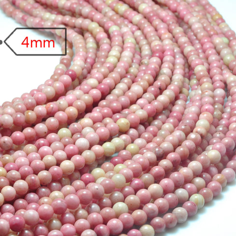YesBeads Natural Pink Rhodonite smooth round beads wholesale gemstone jewelry 15"