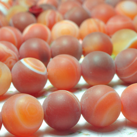 YesBeads Red Banded Agate matte round loose beads wholesale gemstone jewelry 6mm-12mm 15"