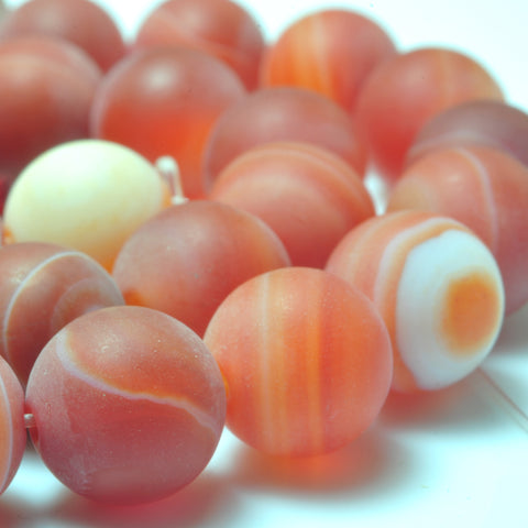YesBeads Red Banded Agate matte round loose beads wholesale gemstone jewelry 6mm-12mm 15"