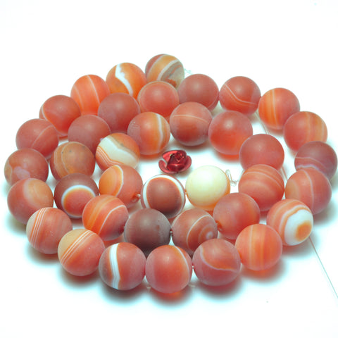 YesBeads Red Banded Agate matte round loose beads wholesale gemstone jewelry 6mm-12mm 15"
