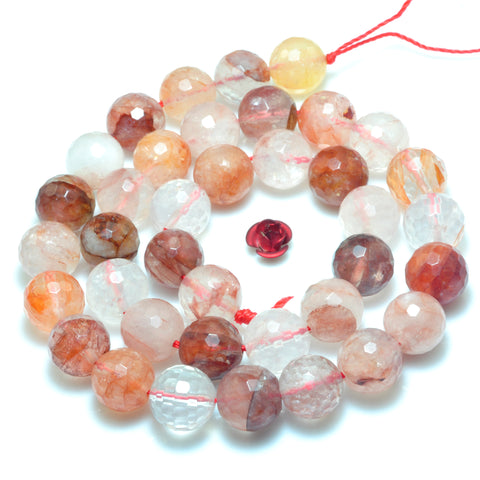 Natural Red Hematoid Quartz faceted round beads wholesale gemstone for jewelry making DIY bracelets necklace