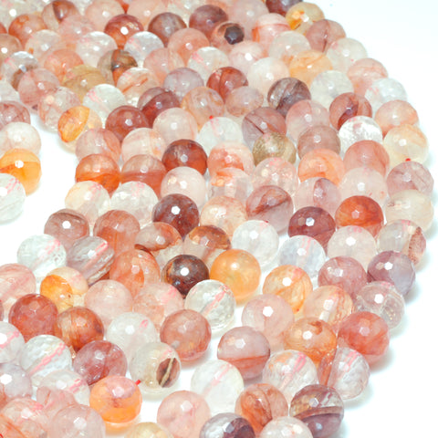 Natural Red Hematoid Quartz faceted round beads wholesale gemstone for jewelry making DIY bracelets necklace