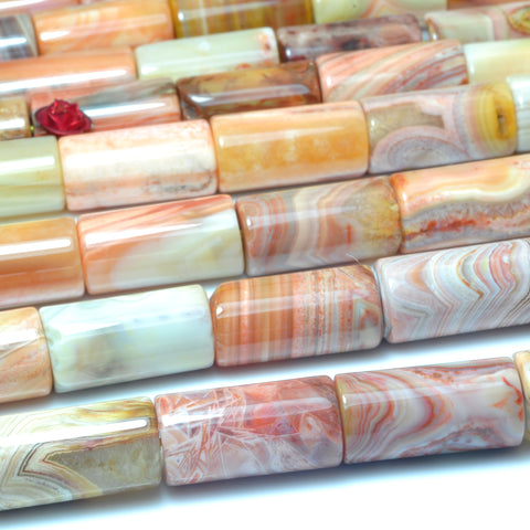 YesBeads Natural Red Botswana Agate smooth tube beads wholesale gemstone jewelry making 15"