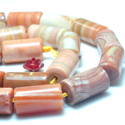 YesBeads Natural Red Botswana Agate smooth tube beads wholesale gemstone jewelry making 15"