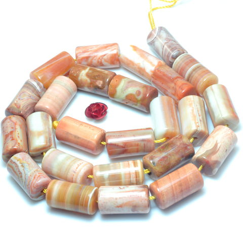 YesBeads Natural Red Botswana Agate smooth tube beads wholesale gemstone jewelry making 15"