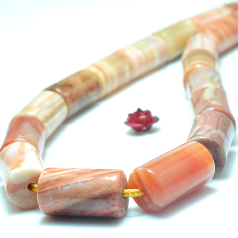 YesBeads Natural Red Botswana Agate smooth tube beads wholesale gemstone jewelry making 15"