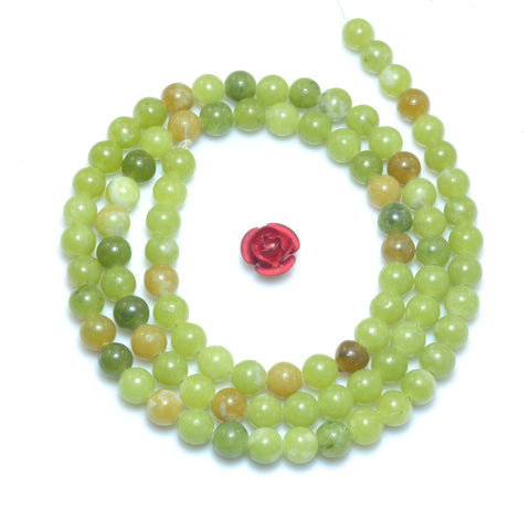 YesBeads Natural Green Jade smooth round beads wholesale gemstone jewelry making 4mm 15"