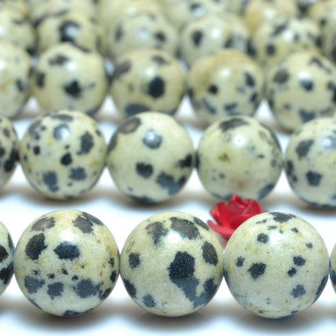 Natural Dalmatian Jasper smooth round beads wholesale gemstone jewelry making bracelet necklaced diy