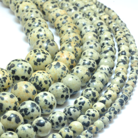 Natural Dalmatian Jasper smooth round beads wholesale gemstone jewelry making bracelet necklaced diy