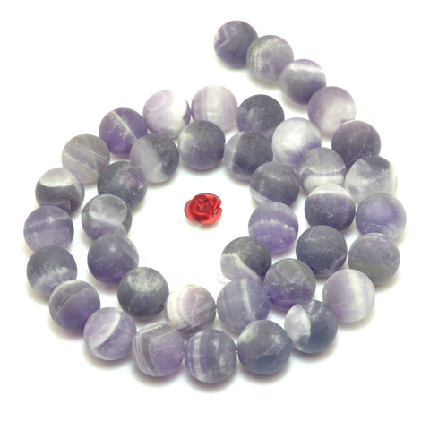 Natural Dog Tooth Amethyst matte round loose beads wholesale gemstone Jewelry making bracelet diy stuff