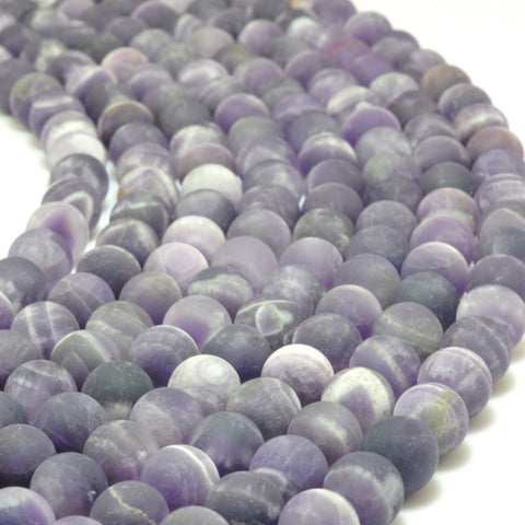 Natural Dog Tooth Amethyst matte round loose beads wholesale gemstone Jewelry making bracelet diy stuff