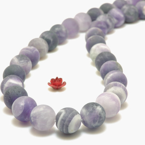 Natural Dog Tooth Amethyst matte round loose beads wholesale gemstone Jewelry making bracelet diy stuff