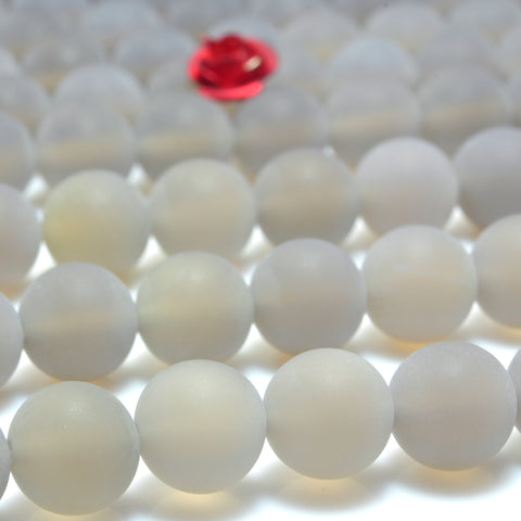 YesBeads Natural Gray Agate matte round loose beads wholesale gemstone jewelry making 4mm-12mm 15"