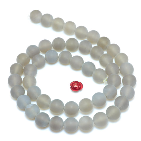 YesBeads Natural Gray Agate matte round loose beads wholesale gemstone jewelry making 4mm-12mm 15"