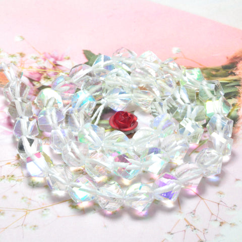 YesBeads Rainbow Glass faceted and twisted nugget beads wholesale jewelry making 9 colors