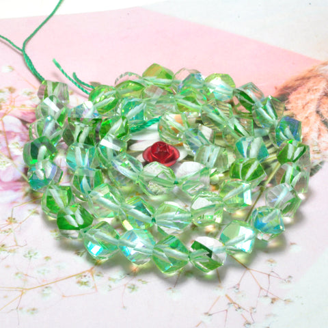 YesBeads Rainbow Glass faceted and twisted nugget beads wholesale jewelry making 9 colors