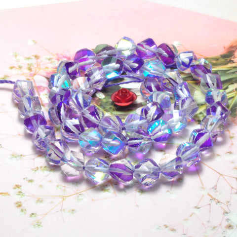 YesBeads Rainbow Glass faceted and twisted nugget beads wholesale jewelry making 9 colors